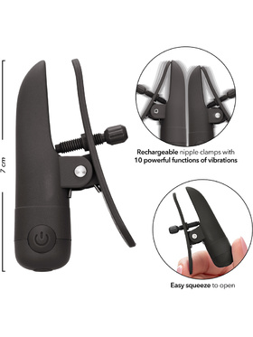 California Exotic: Nipplettes, Vibrating Nipple Clamps, svart