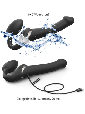 Strap-On-Me: Multi Orgasm Bendable Strap-On Vibrator, M, svart