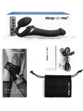 Strap-On-Me: Multi Orgasm Bendable Strap-On Vibrator, XL, svart