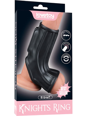 LoveToy: Vibrating Knights Ring Sleeve, Ridge, svart