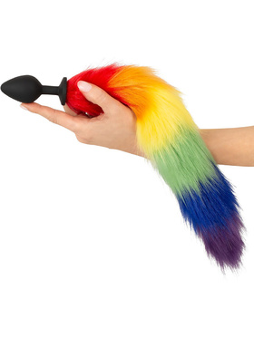 You2Toys: Long Fluffy Tail Butt Plug, regnbågsfärg