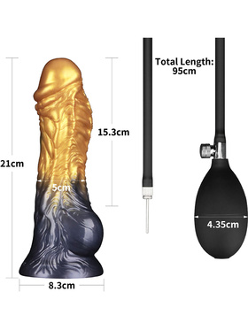 LoveToy: Aerosx, Dual Density Inflatable Dildo, 21 cm, guld/svart