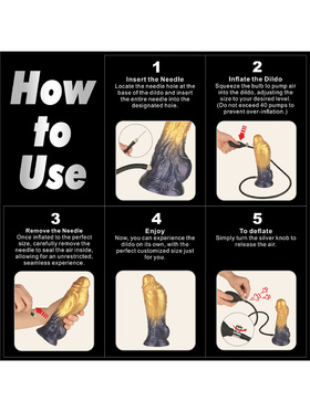 LoveToy: Aerosx, Dual Density Inflatable Dildo, 21 cm, guld/svart
