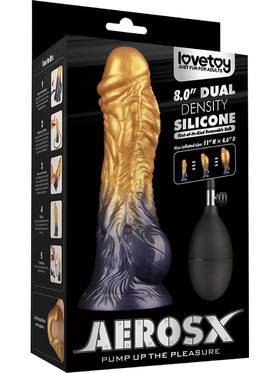 LoveToy: Aerosx, Dual Density Inflatable Dildo, 21 cm, guld/svart