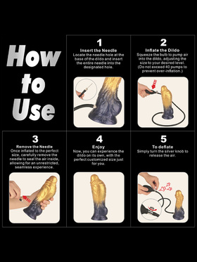 LoveToy: Aerosx, Dual Density Inflatable Dildo, 19 cm, guld/svart