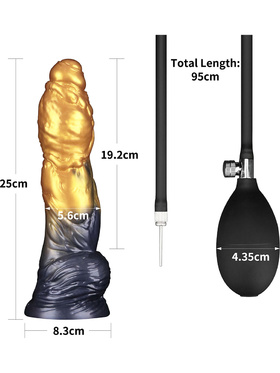 LoveToy: Aerosx, Dual Density Inflatable Dildo, 25 cm, guld/svart