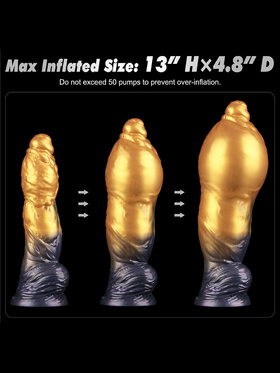 LoveToy: Aerosx, Dual Density Inflatable Dildo, 25 cm, guld/svart