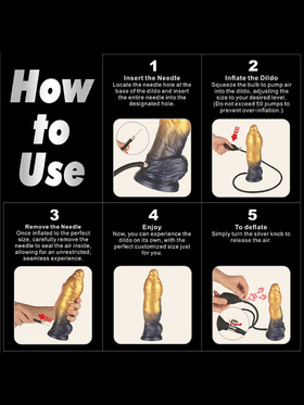 LoveToy: Aerosx, Dual Density Inflatable Dildo, 25 cm, guld/svart