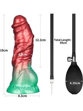 LoveToy: Aerosx, Dual Density Inflatable Dildo, 19 cm, röd/grön