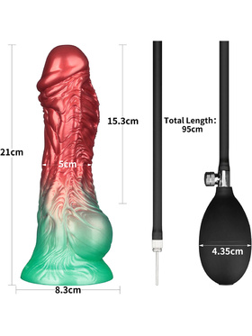 LoveToy: Aerosx, Dual Density Inflatable Dildo, 21 cm, röd/grön