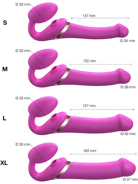 Strap-On-Me: Multi Orgasm Bendable Strap-On Vibrator, XL, rosa