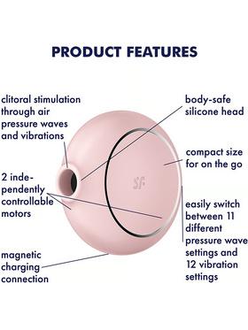 Satisfyer: Pro To Go 3, Double Air Pulse Vibrator, rosa